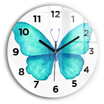 Papillon d'été turquoise Horloge ronde 60 cm