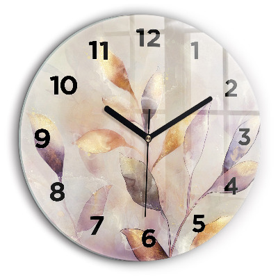 Feuilles abstraites boho Horloge ronde 60 cm