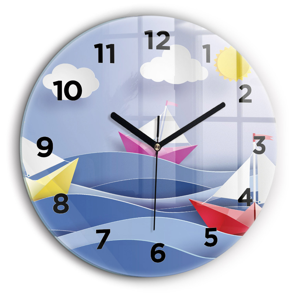Voiliers colorés en origami Horloge ronde 60 cm