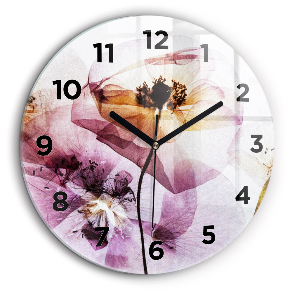 Fleurs de pavot sèches Horloge ronde 60 cm
