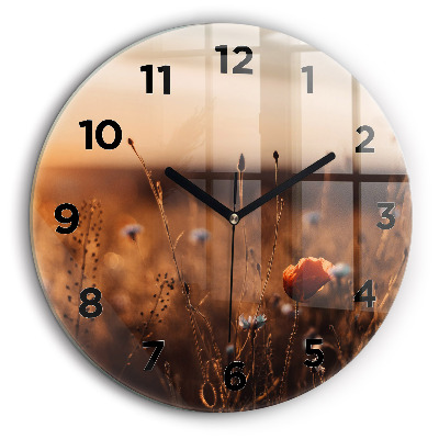 Lever de soleil dans un champ Horloge ronde murale 60 cm