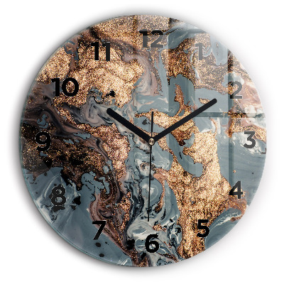 Marbre or abstrait Horloge ronde 60 cm