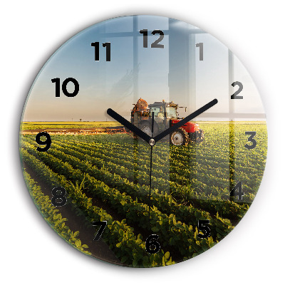 Tracteur dans un champ agricole Horloge ronde murale 60 cm