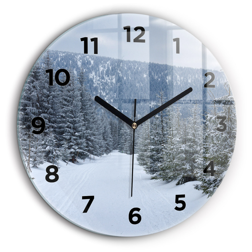 Montagnes géantes de Bohême en hiver Pendule murale ronde 60 cm