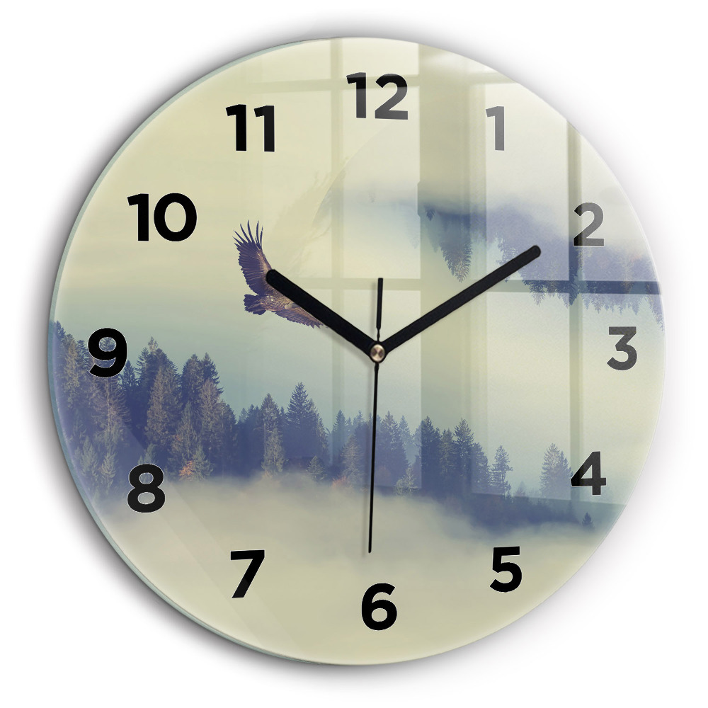 Aigle de la forêt brumeuse Horloge ronde murale 60 cm