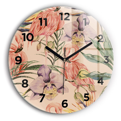 Feuilles de palmier tropicales Horloge ronde murale 60 cm