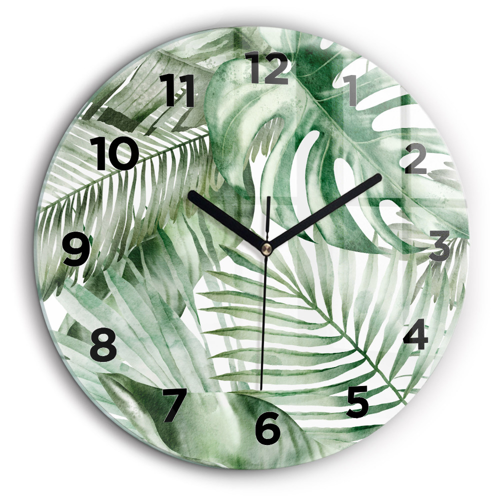 Feuilles de plantes peintes Horloge ronde 60 cm