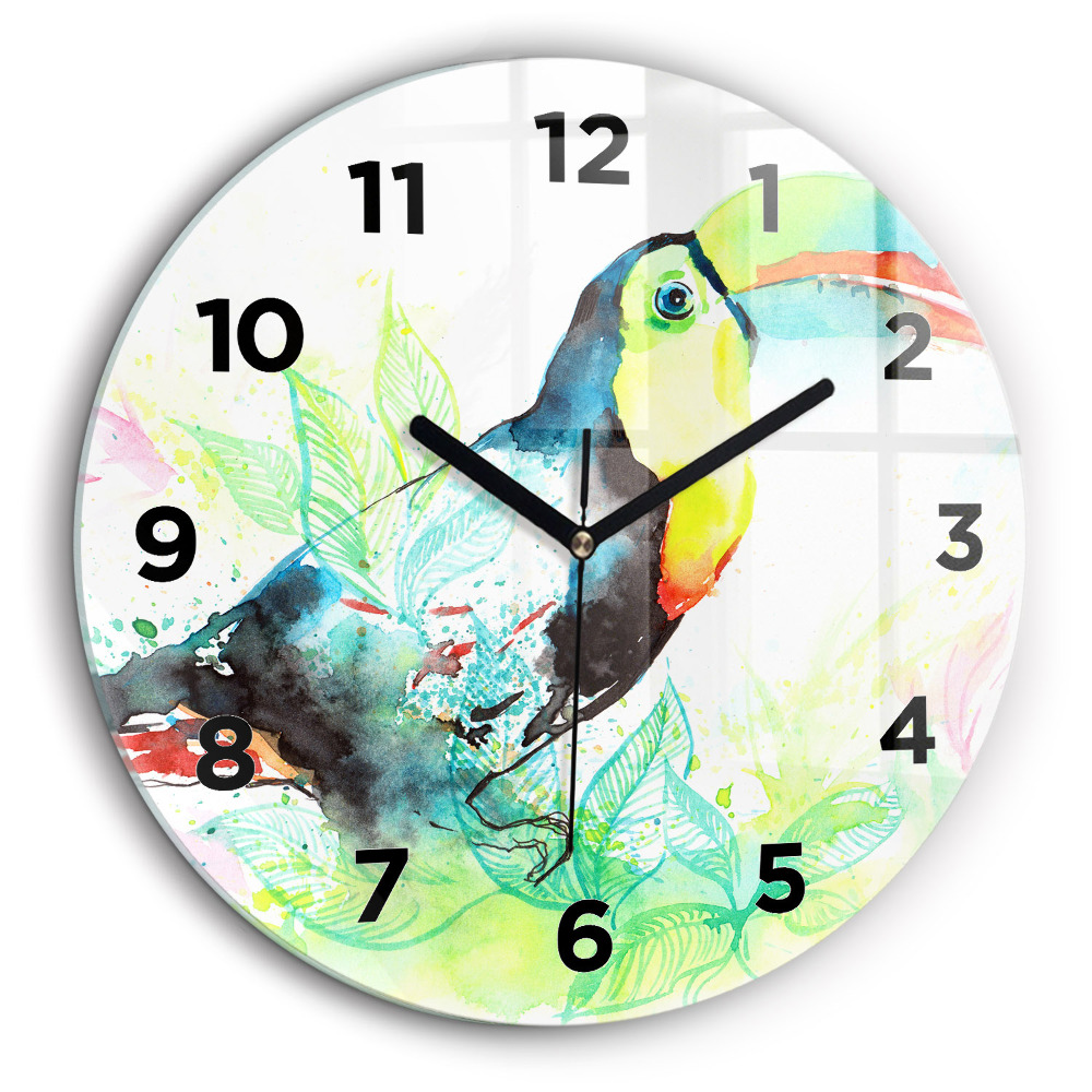 Toucan dans l'herbe Horloge ronde 60 cm