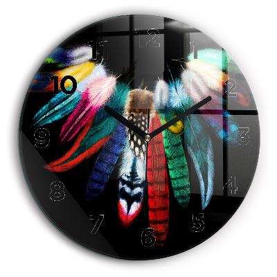 Plumes colorées d'un oiseau Pendule murale ronde 60 cm