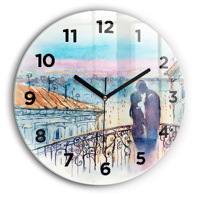 Personnes sur aquarelle Pendule murale ronde 60 cm