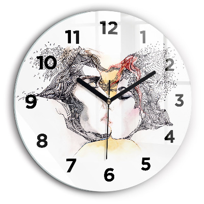 Dessin d'un baiser d'amour Horloge ronde 60 cm
