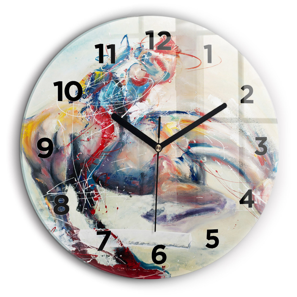 Illustration de chevaux au galop Horloge ronde 60 cm