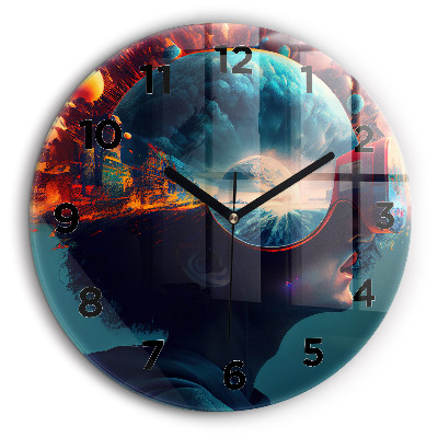 Monde futuriste Horloge ronde en verre 60 cm