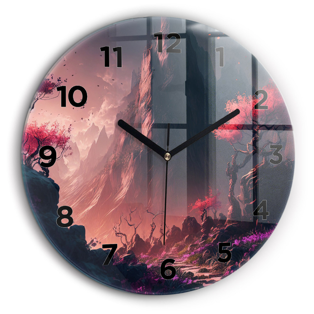 Forêt et montagnes magiques Horloge ronde 60 cm