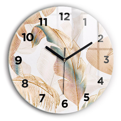 Motif de feuilles de la nature Horloge ronde murale 60 cm