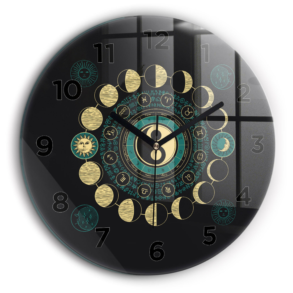 Phases de la lune Horloge ronde en verre 60 cm