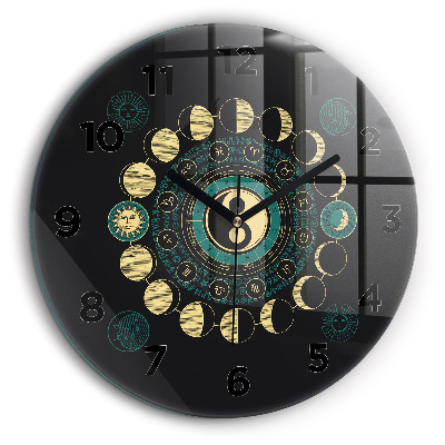 Phases de la lune Horloge ronde en verre 60 cm