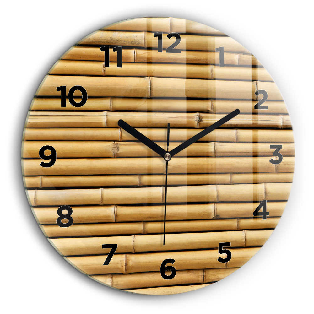 Poteaux en bambou Horloge ronde en verre 60 cm