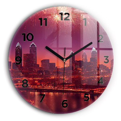 Ville de Philadelphie la nuit Pendule murale ronde 60 cm