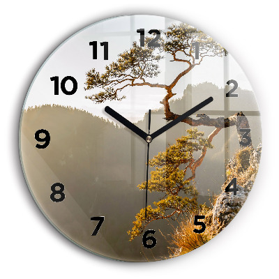 Arbre dans les montagnes Horloge ronde 60 cm