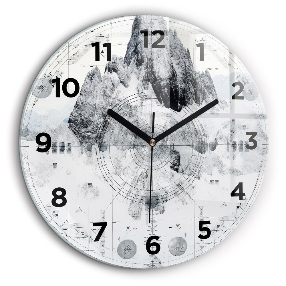Dessin de montagnes Horloge ronde murale 60 cm
