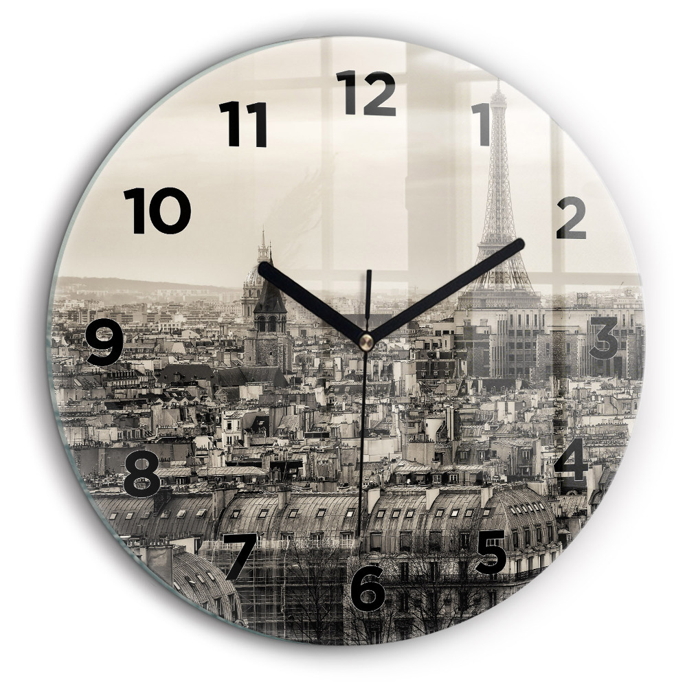 Panorama de Paris Horloge ronde en verre 60 cm