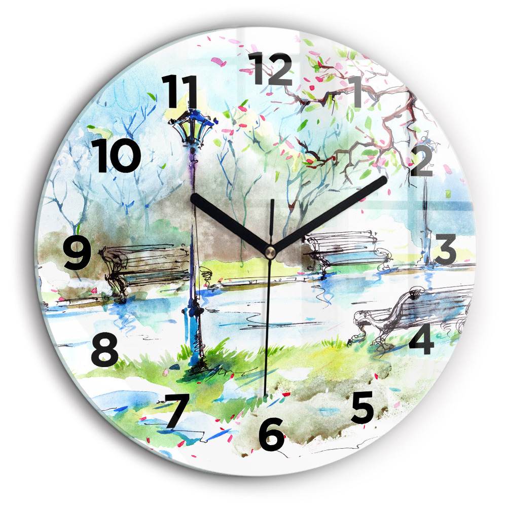 Printemps pittoresque Horloge ronde en verre 60 cm