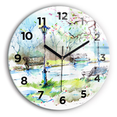 Printemps pittoresque Horloge ronde en verre 60 cm