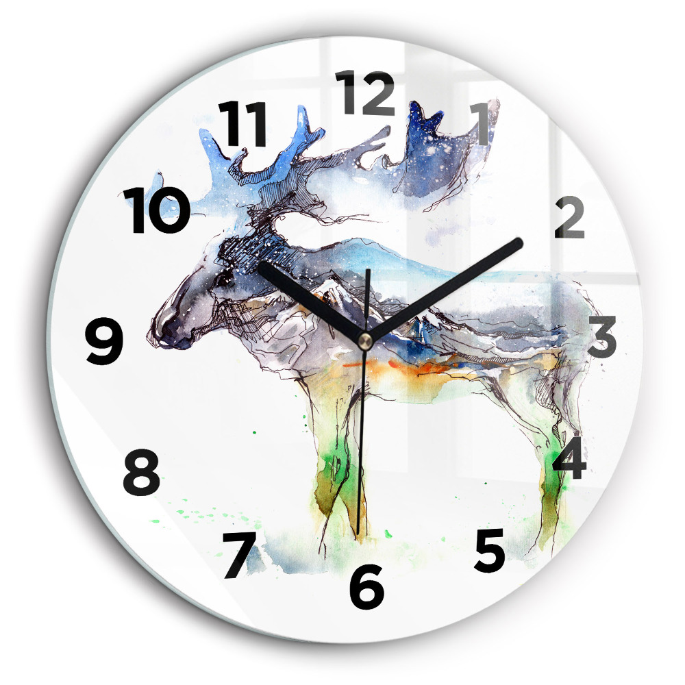 Orignal et paysage de montagne Horloge ronde 60 cm