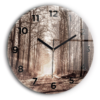 Sentier forestier en sépia Horloge ronde murale 60 cm