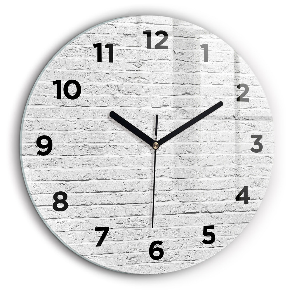 Mur de briques claires Horloge ronde en verre 60 cm