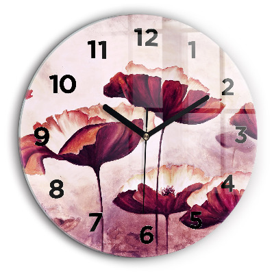 Fleur de coquelicot Horloge ronde en verre 60 cm