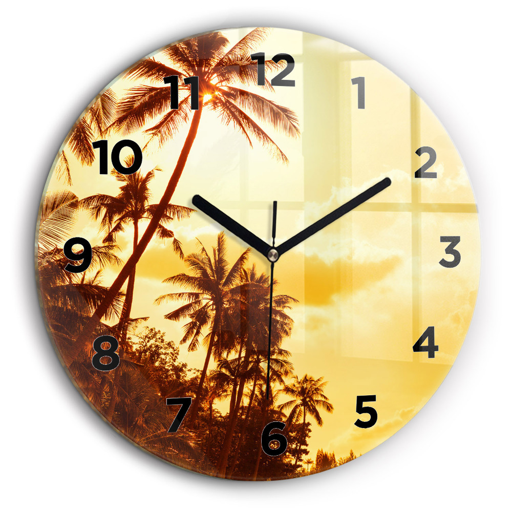 Palmiers ensoleillés Horloge ronde 60 cm