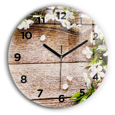 Fleurs sur bois Pendule murale ronde 60 cm