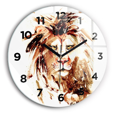 Illustration d'un lion brun Pendule murale ronde 60 cm
