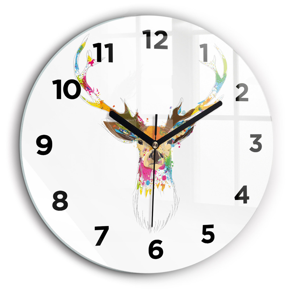 Tête de cerf colorée Horloge ronde murale 60 cm