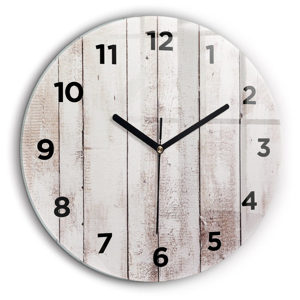Planches de bois clair Horloge ronde murale 60 cm