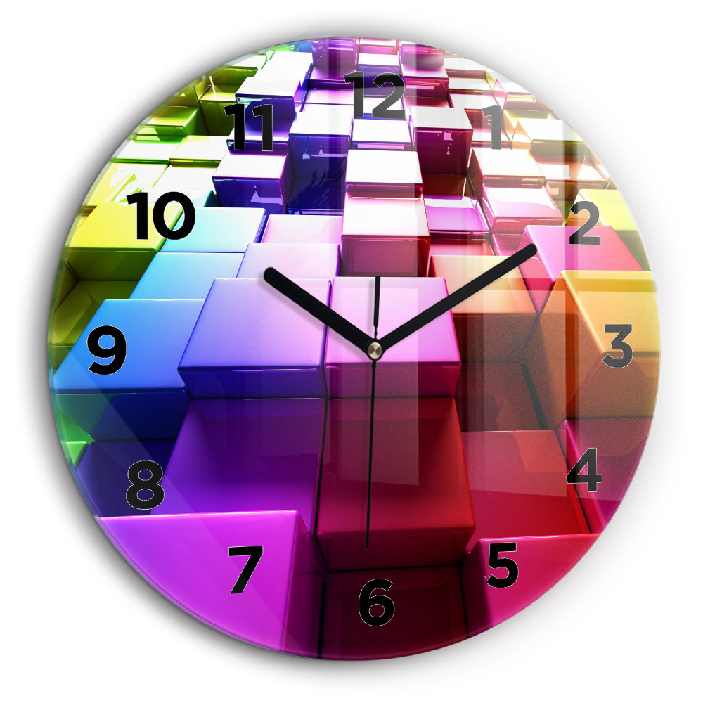 Cubes colorés Pendule murale ronde 60 cm