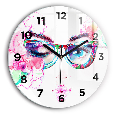 Femme avec des lunettes Pendule murale ronde 60 cm