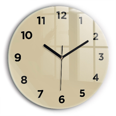 Beige Horloge ronde en verre 60 cm