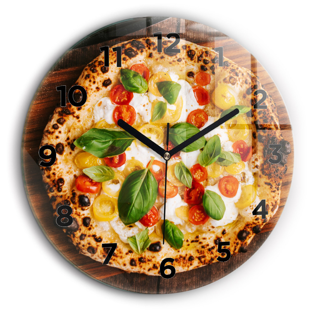Pizza italienne Horloge ronde en verre 60 cm