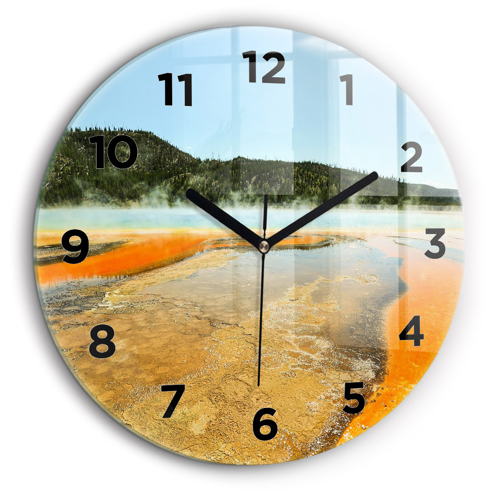 Lac avec montagnes Horloge ronde en verre 60 cm