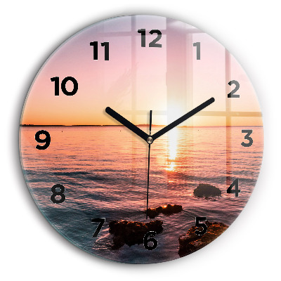 Rochers au coucher du soleil Horloge ronde en verre 60 cm