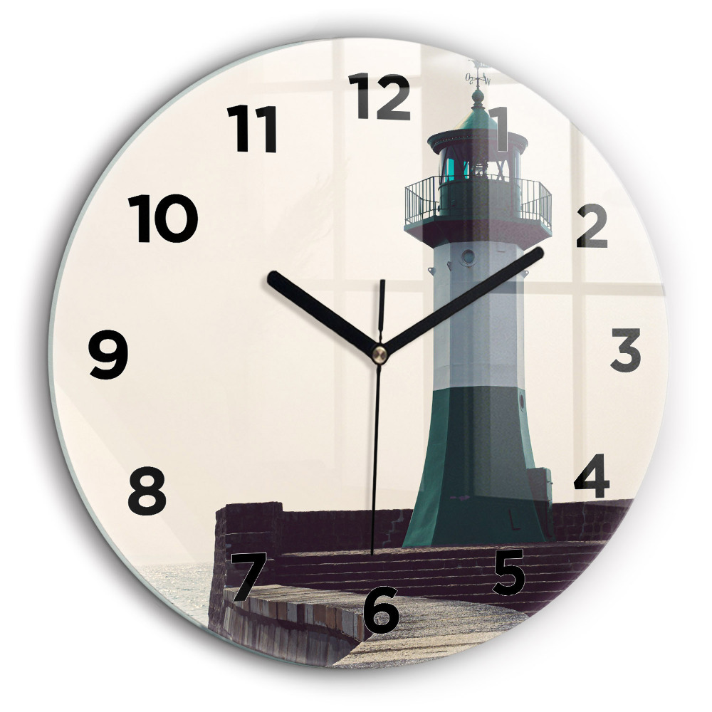 Phare et mer Horloge ronde en verre 60 cm