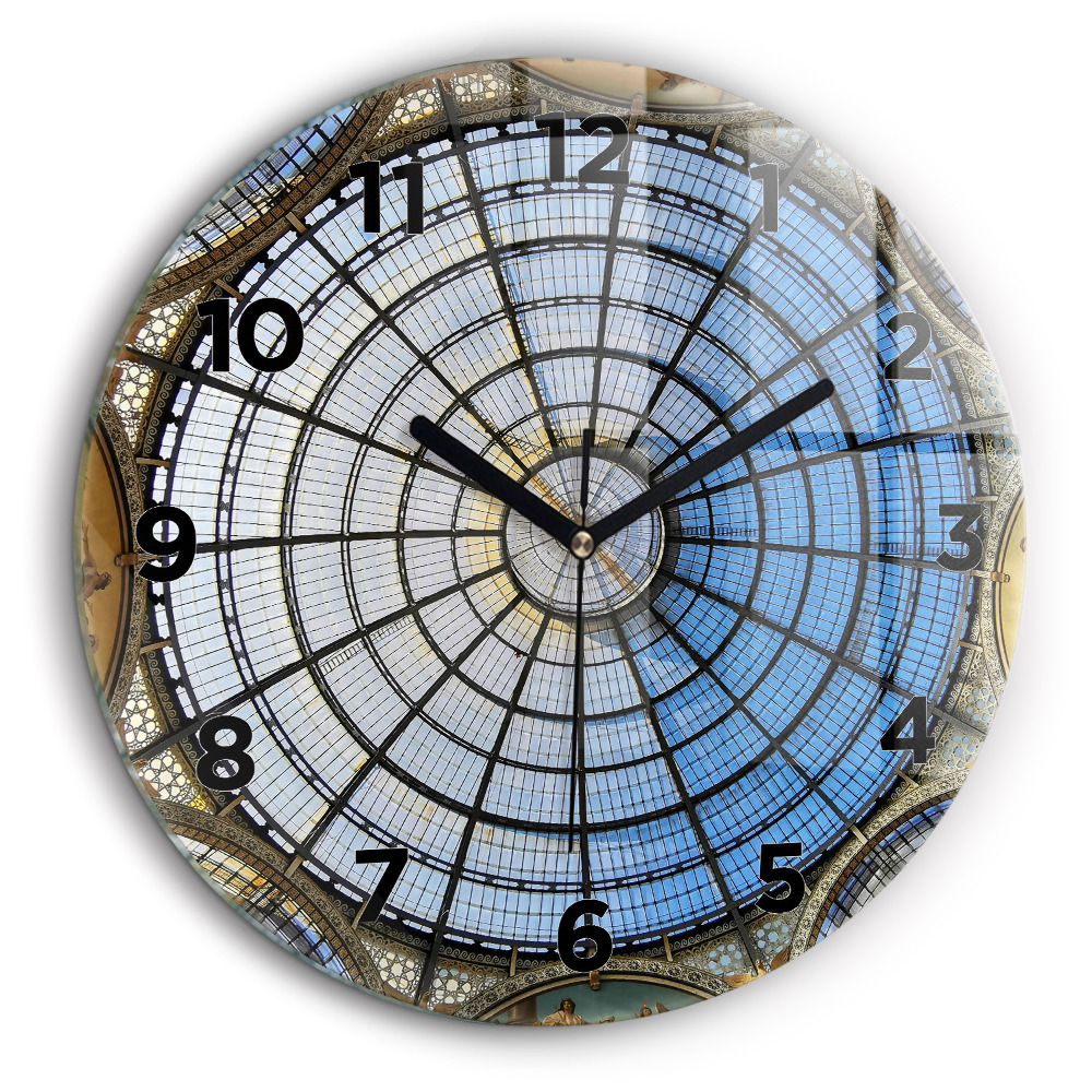 Centre commercial de Milan Horloge ronde en verre 60 cm