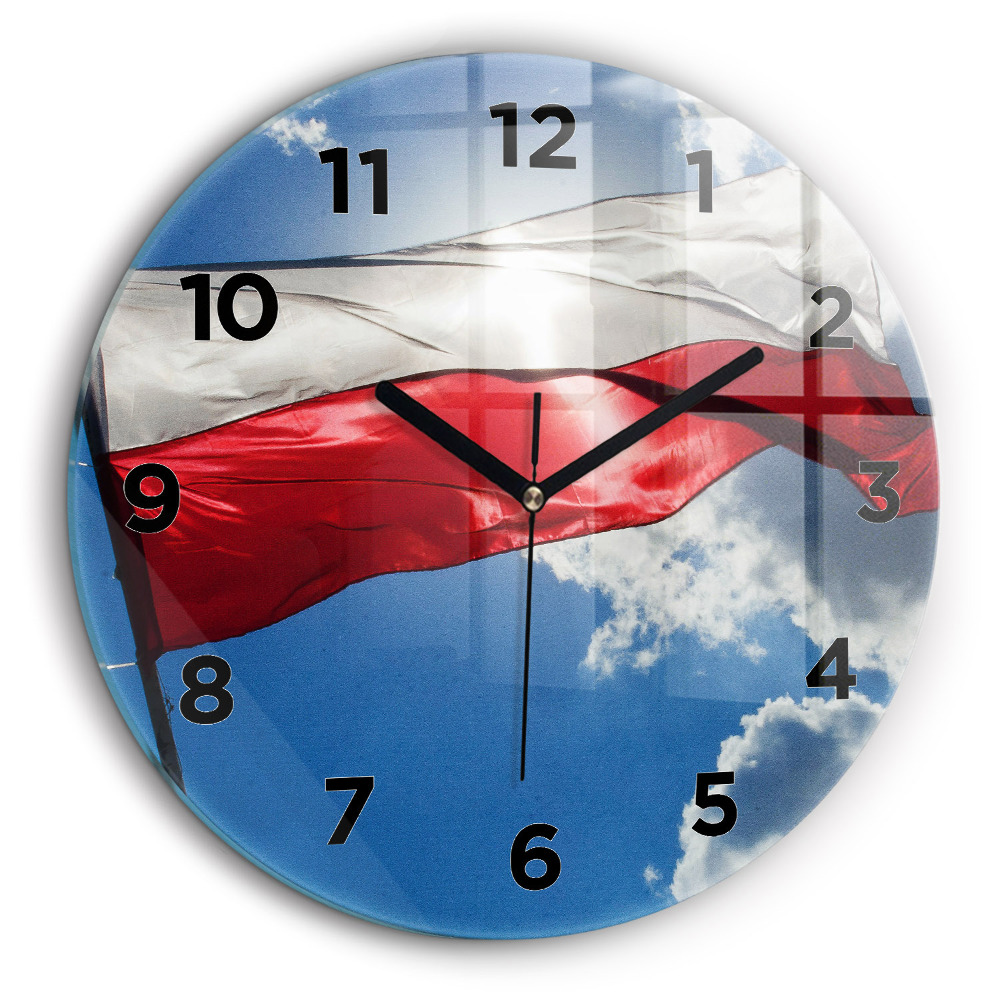 Drapeau polonais sur fond de ciel Horloge ronde murale 60 cm