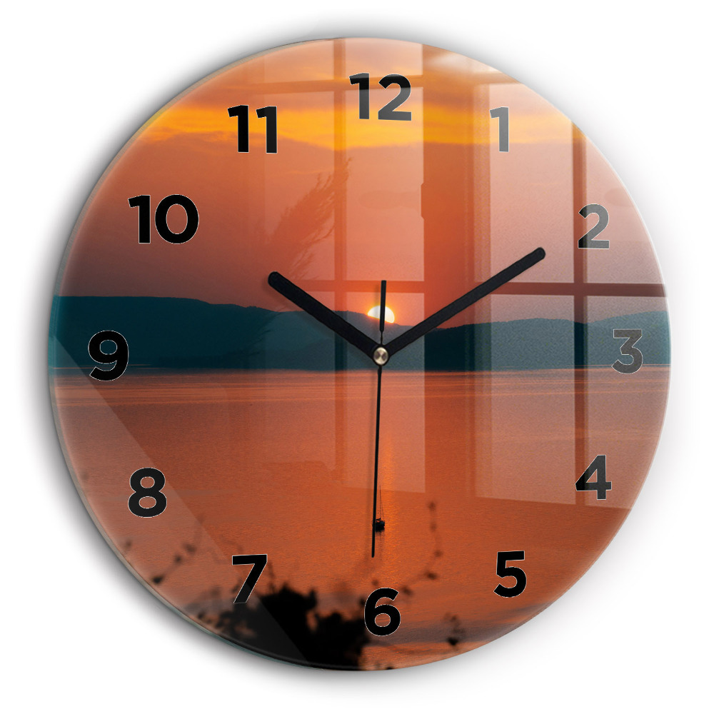 Lac Balaton le soir Pendule murale ronde 60 cm