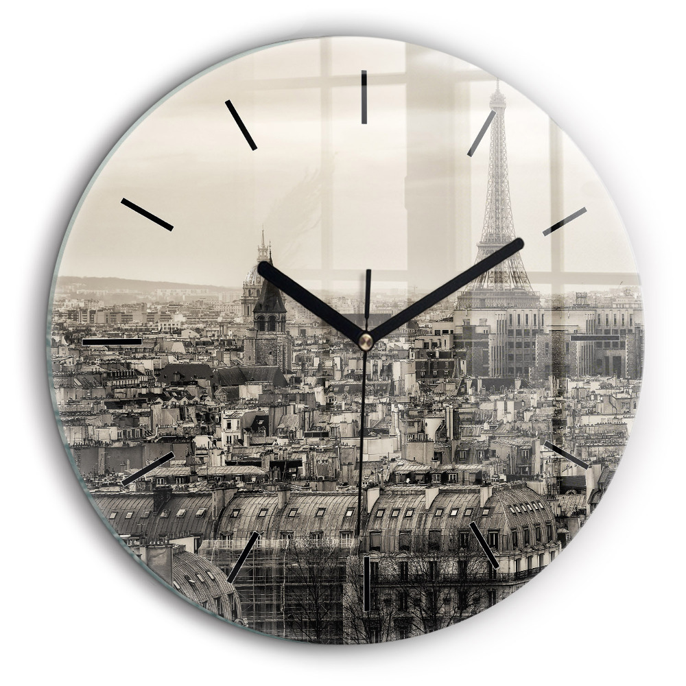 Horloge ronde en verre 60 cm Panorama de Paris