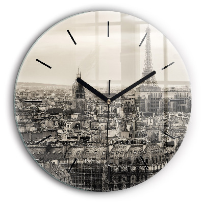 Horloge ronde en verre 60 cm Panorama de Paris