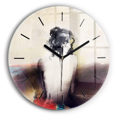 Pendule murale ronde 60 cm Portrait abstrait d'une femme